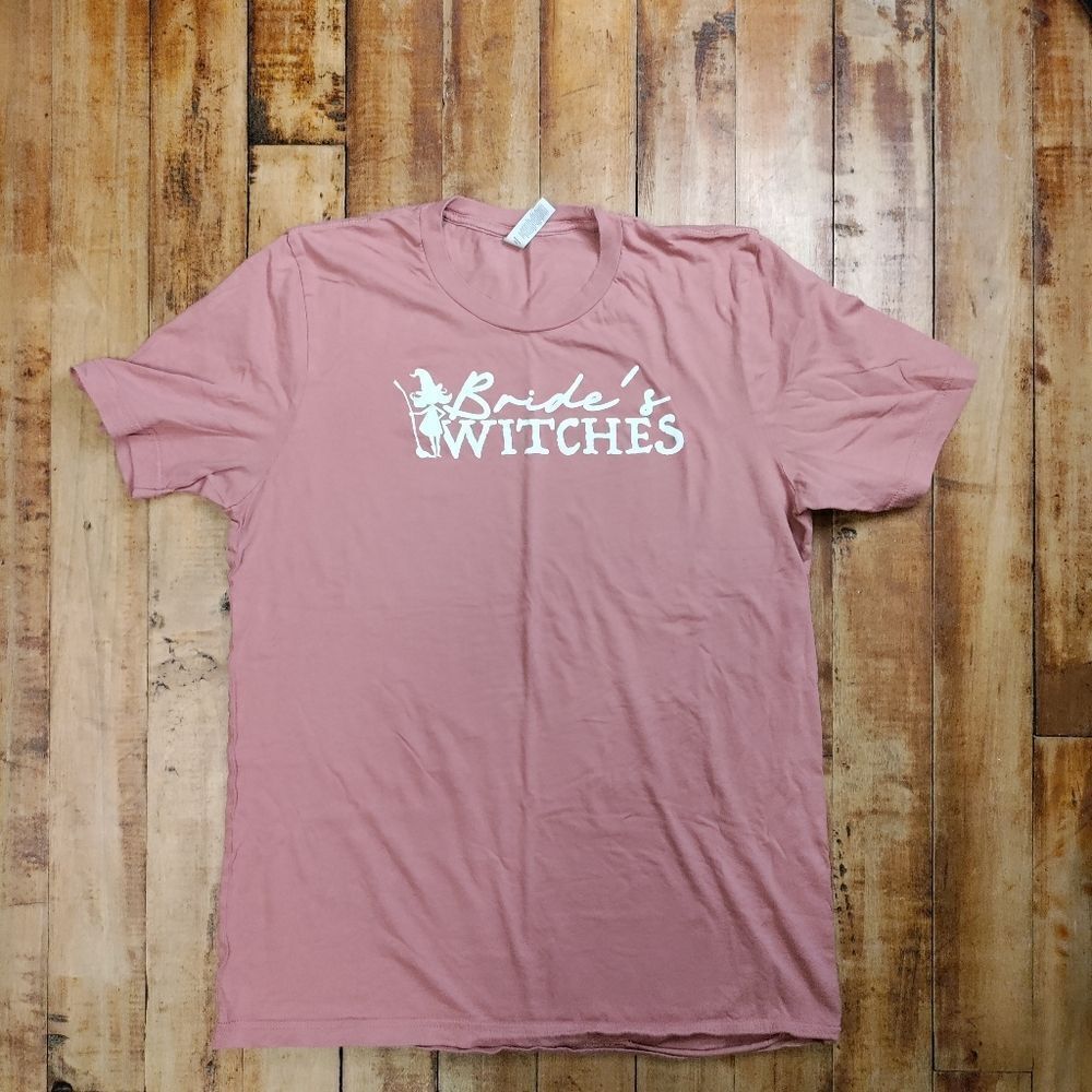 Women size Large Bride's Witches shirt mauve Bridesmaid fall bachelorette